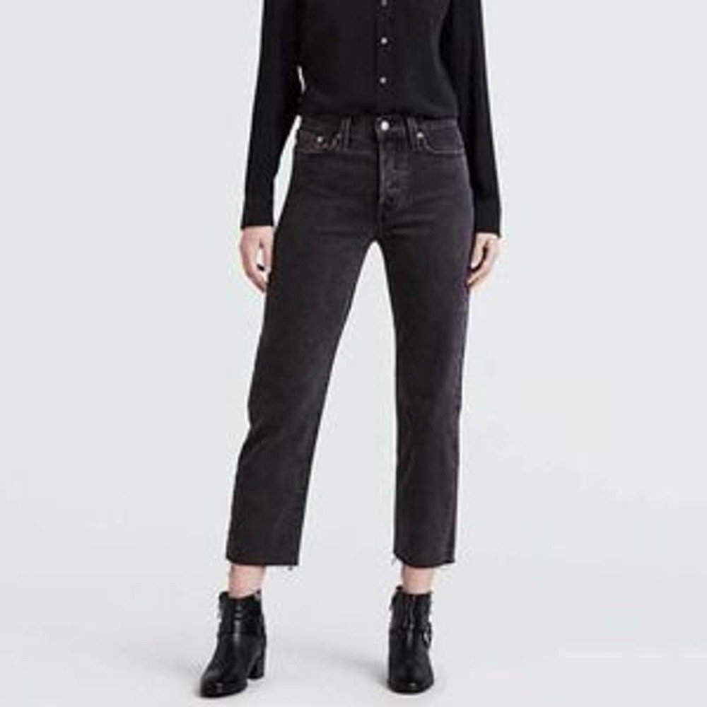 Levi’s Premium Straight Wedgie Button Fly Gray Black Jeans